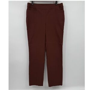 Chicos Pants Women 12R Brown Bridgette Slim Pull On Stretch Ankle Office